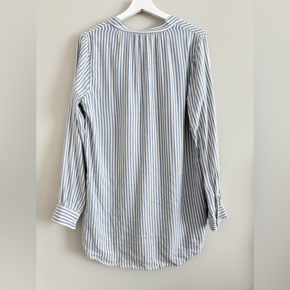 Aerie Striped Ruffle Trim Long Sleeve Tunic Blouse Top Medium New - Picture 2 of 8